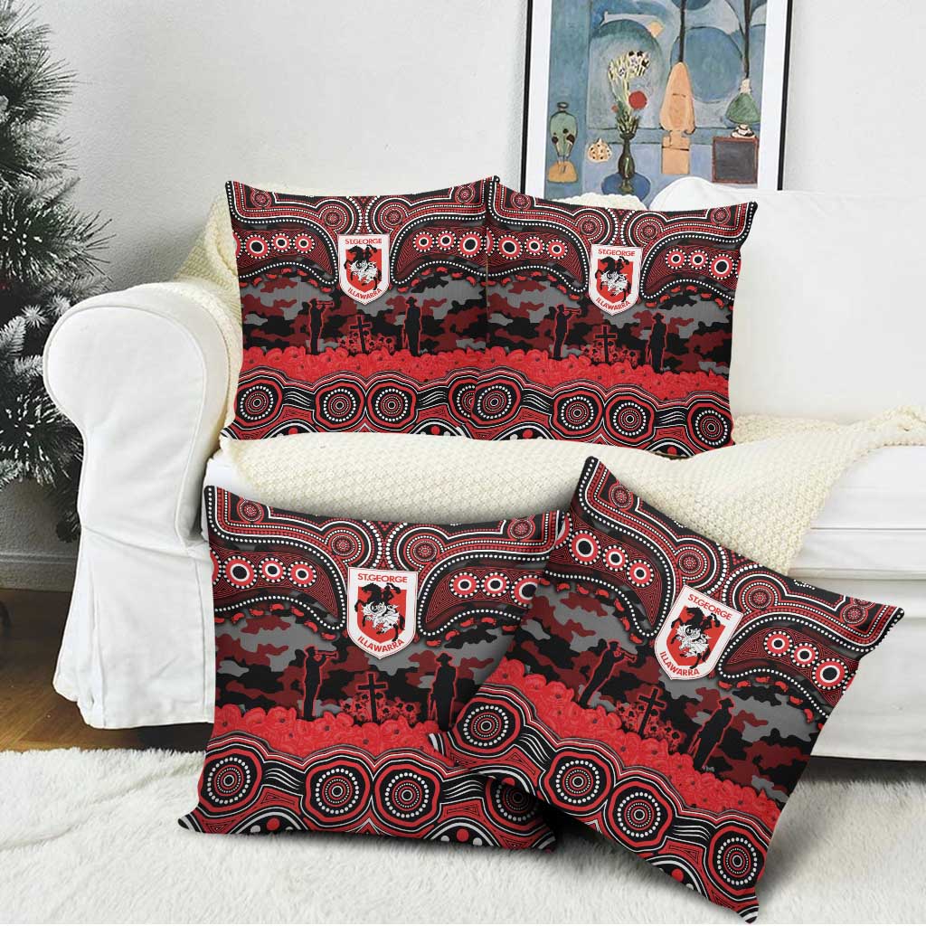 ANZAC Day St George Illawarra Dragons Pillow Cover Military Memorial Aboriginal Indigenous Art