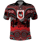 ANZAC Day St George Illawarra Dragons Polo Shirt Military Memorial Aboriginal Indigenous Art