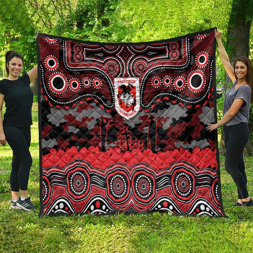 ANZAC Day St George Illawarra Dragons Quilt Military Memorial Aboriginal Indigenous Art