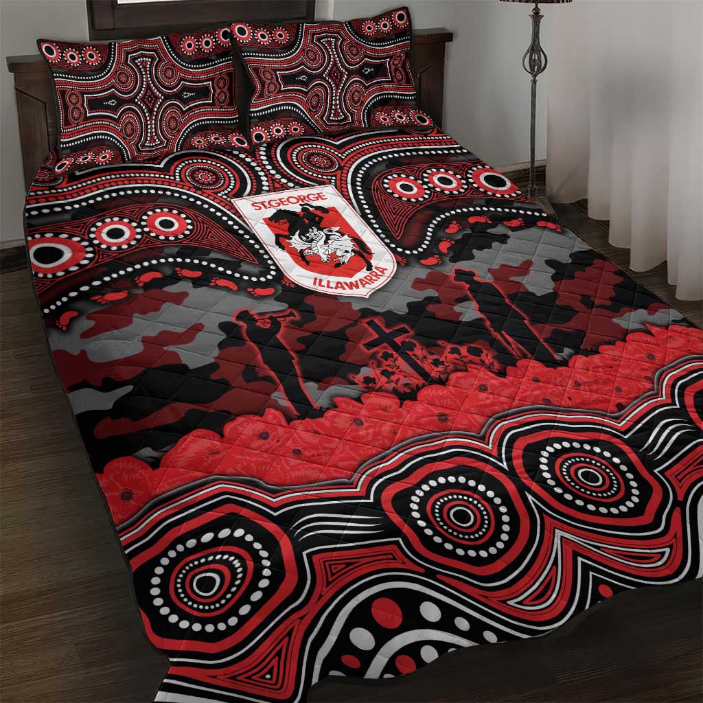 ANZAC Day St George Illawarra Dragons Quilt Bed Set Military Memorial Aboriginal Indigenous Art