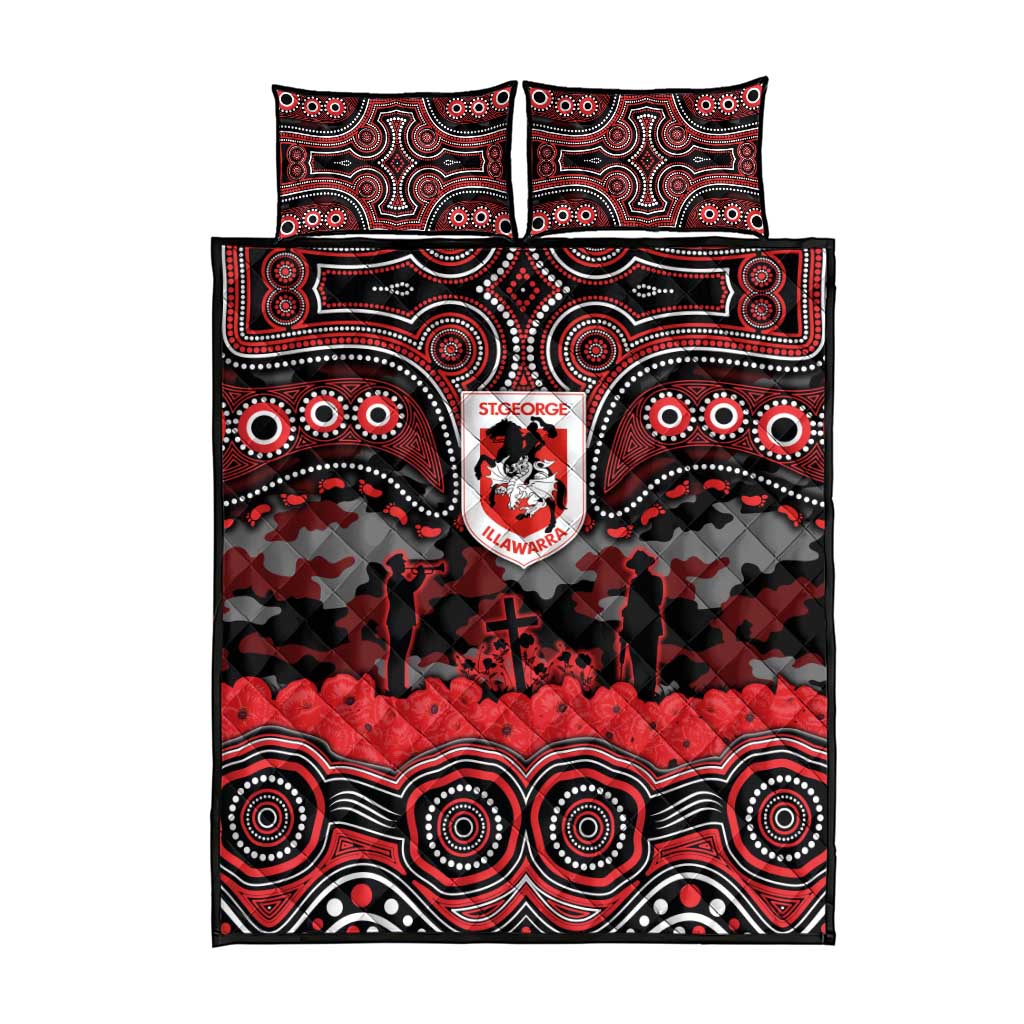 ANZAC Day St George Illawarra Dragons Quilt Bed Set Military Memorial Aboriginal Indigenous Art