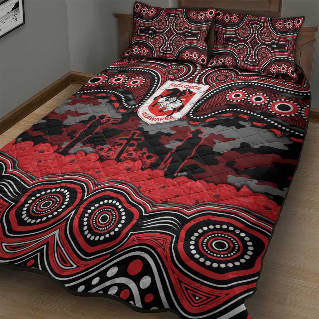 ANZAC Day St George Illawarra Dragons Quilt Bed Set Military Memorial Aboriginal Indigenous Art