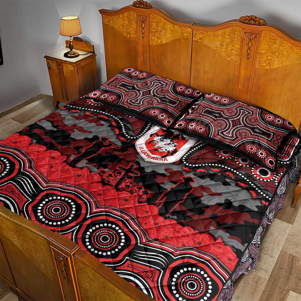 ANZAC Day St George Illawarra Dragons Quilt Bed Set Military Memorial Aboriginal Indigenous Art