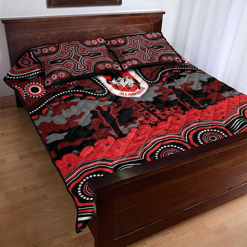 ANZAC Day St George Illawarra Dragons Quilt Bed Set Military Memorial Aboriginal Indigenous Art