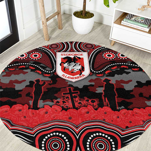 ANZAC Day St George Illawarra Dragons Round Carpet Military Memorial Aboriginal Indigenous Art