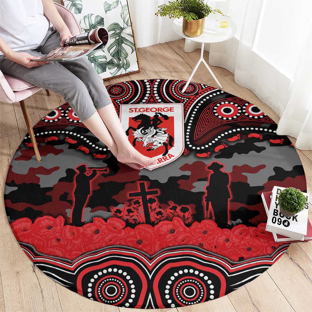 ANZAC Day St George Illawarra Dragons Round Carpet Military Memorial Aboriginal Indigenous Art