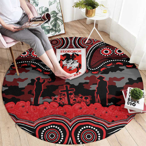 ANZAC Day St George Illawarra Dragons Round Carpet Military Memorial Aboriginal Indigenous Art