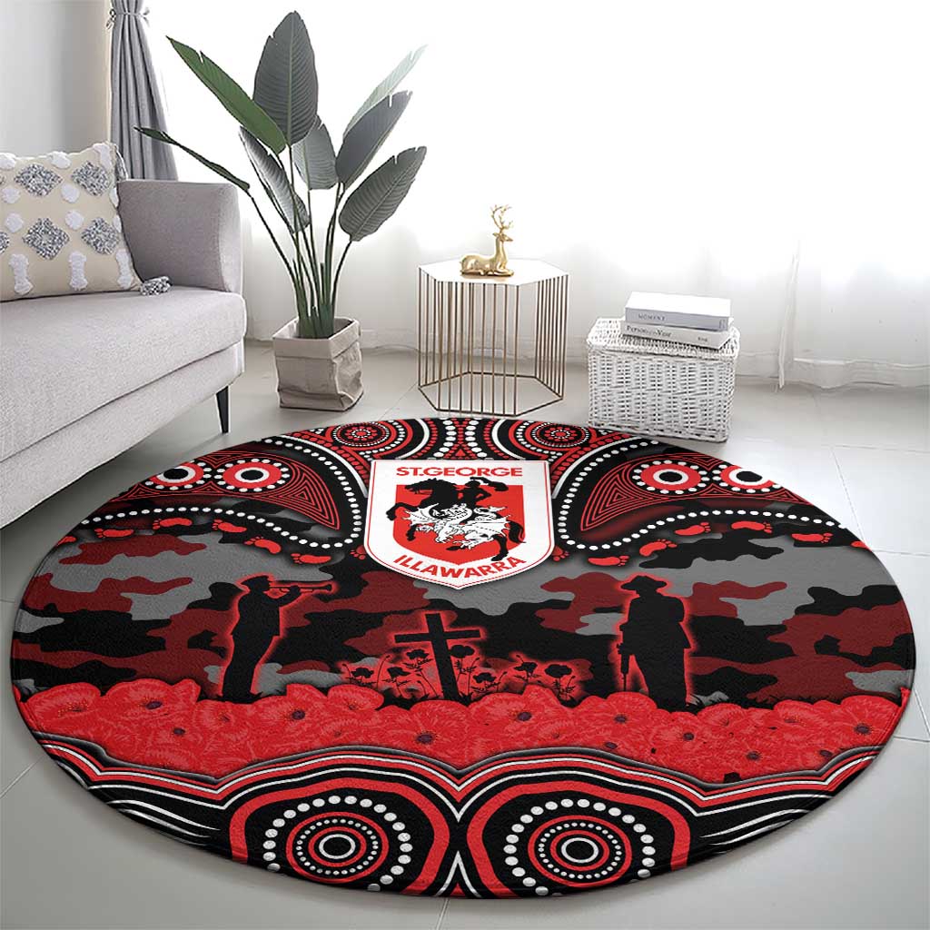 ANZAC Day St George Illawarra Dragons Round Carpet Military Memorial Aboriginal Indigenous Art