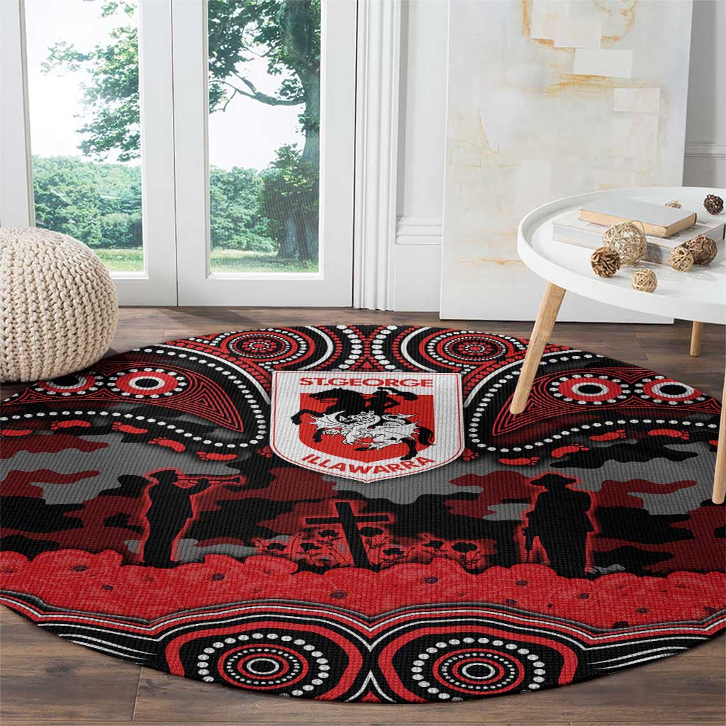 ANZAC Day St George Illawarra Dragons Round Carpet Military Memorial Aboriginal Indigenous Art