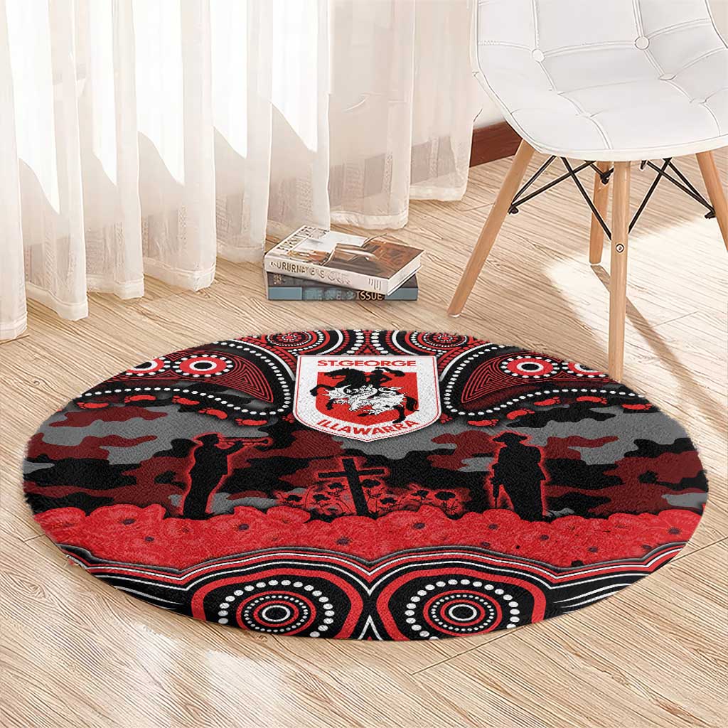 ANZAC Day St George Illawarra Dragons Round Carpet Military Memorial Aboriginal Indigenous Art