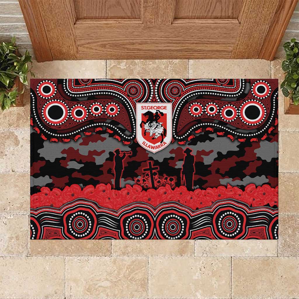 ANZAC Day St George Illawarra Dragons Rubber Doormat Military Memorial Aboriginal Indigenous Art