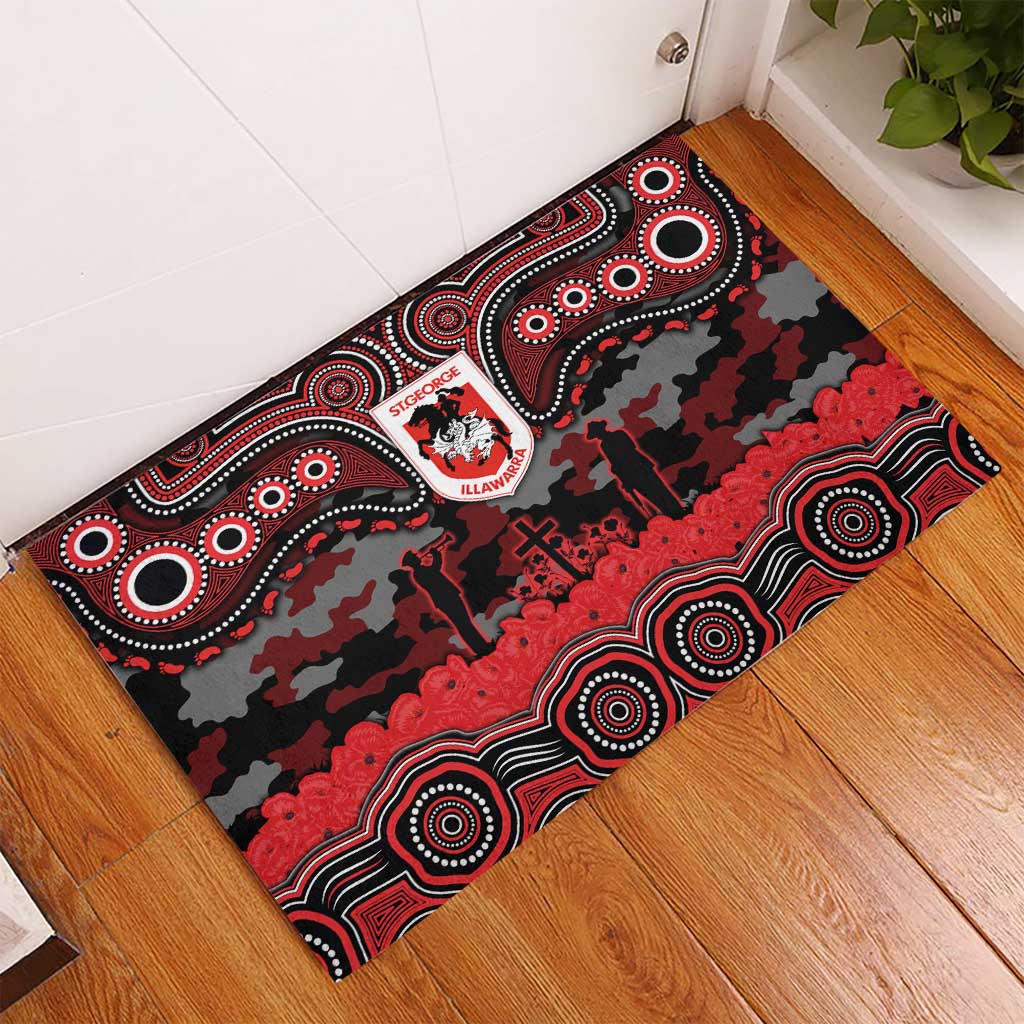 ANZAC Day St George Illawarra Dragons Rubber Doormat Military Memorial Aboriginal Indigenous Art