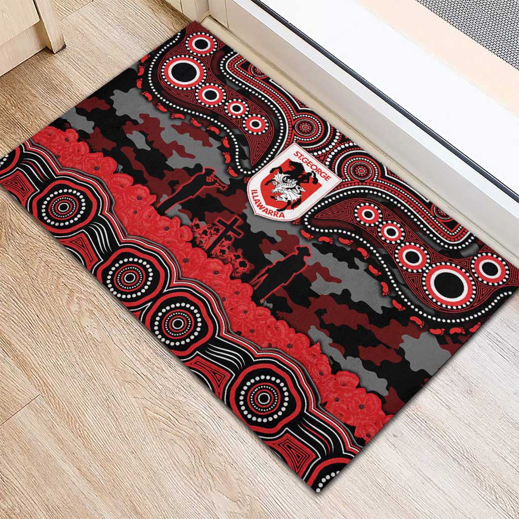 ANZAC Day St George Illawarra Dragons Rubber Doormat Military Memorial Aboriginal Indigenous Art