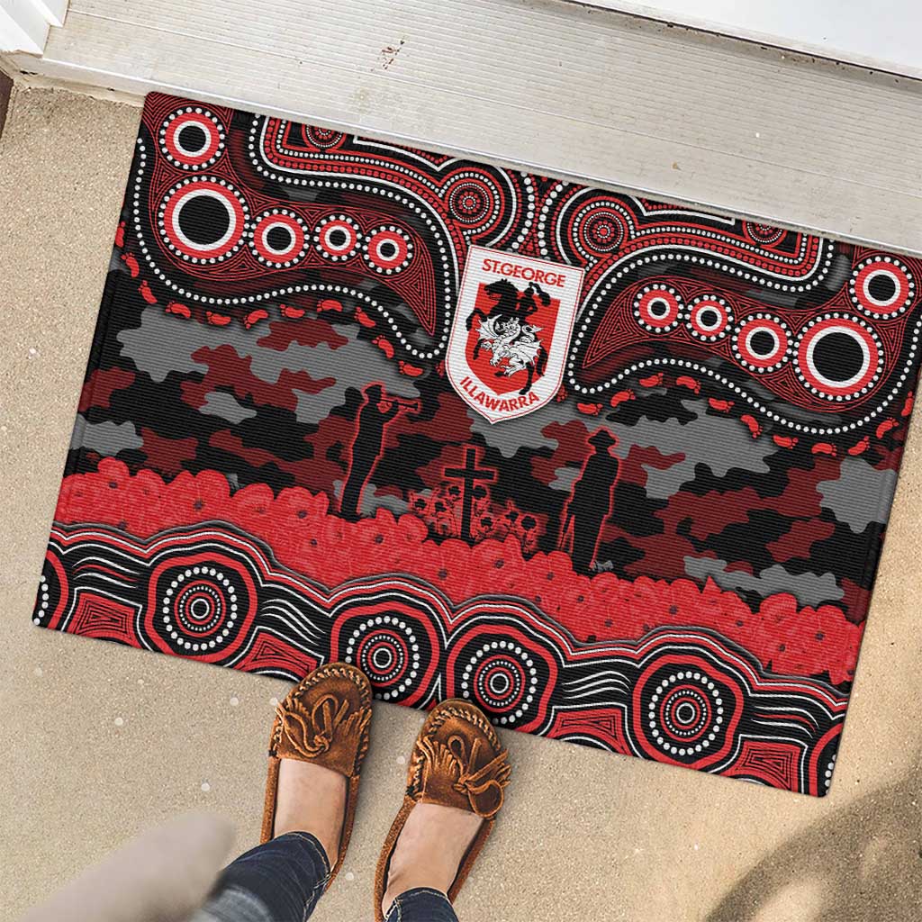 ANZAC Day St George Illawarra Dragons Rubber Doormat Military Memorial Aboriginal Indigenous Art