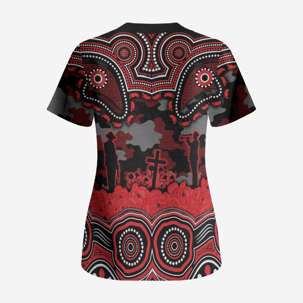 ANZAC Day St George Illawarra Dragons Scrub Top Military Memorial Aboriginal Indigenous Art