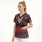 ANZAC Day St George Illawarra Dragons Scrub Top Military Memorial Aboriginal Indigenous Art