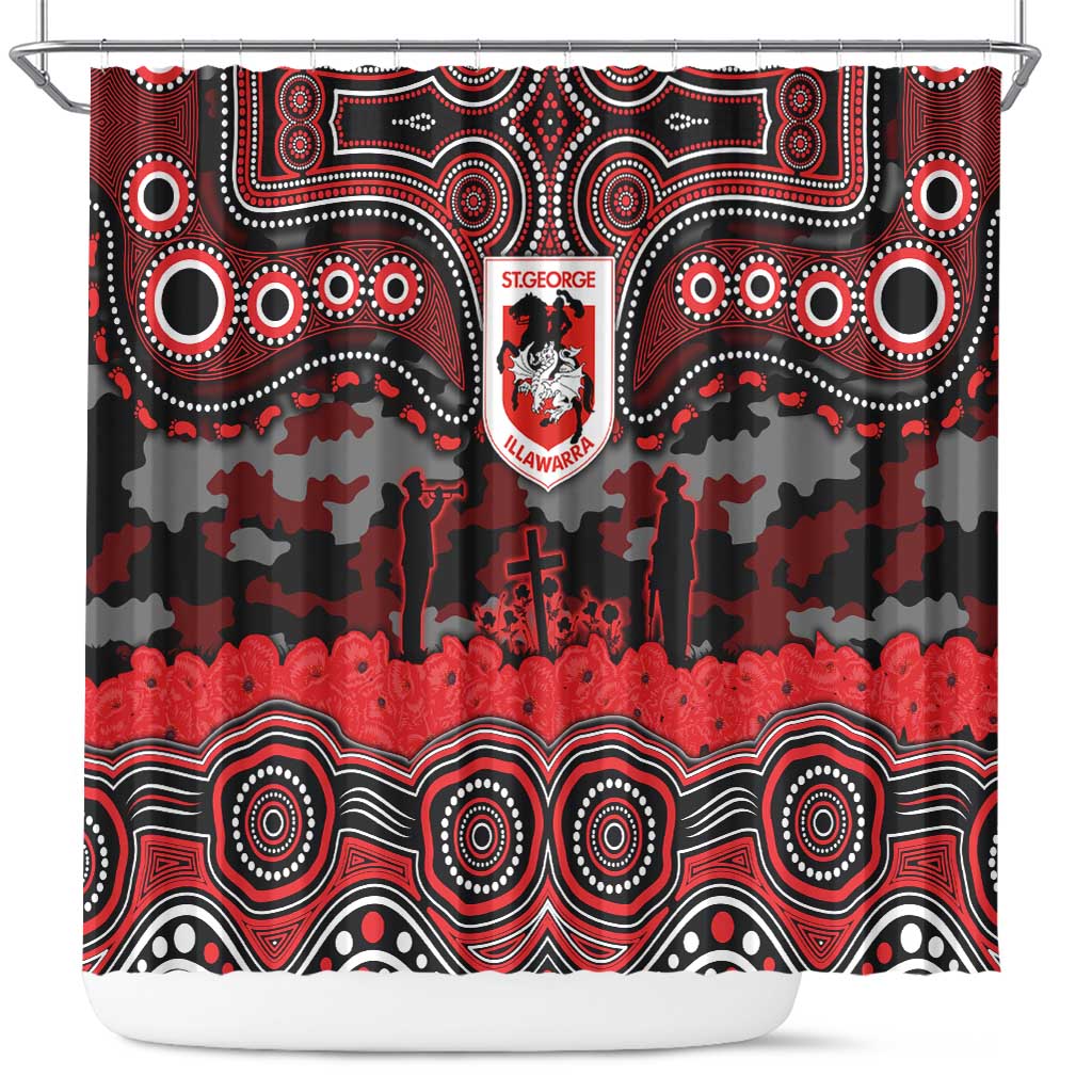 ANZAC Day St George Illawarra Dragons Shower Curtain Military Memorial Aboriginal Indigenous Art