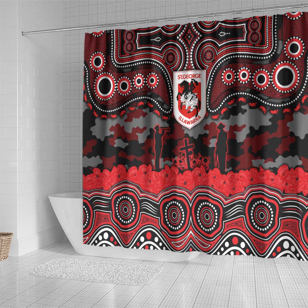 ANZAC Day St George Illawarra Dragons Shower Curtain Military Memorial Aboriginal Indigenous Art