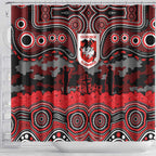 ANZAC Day St George Illawarra Dragons Shower Curtain Military Memorial Aboriginal Indigenous Art