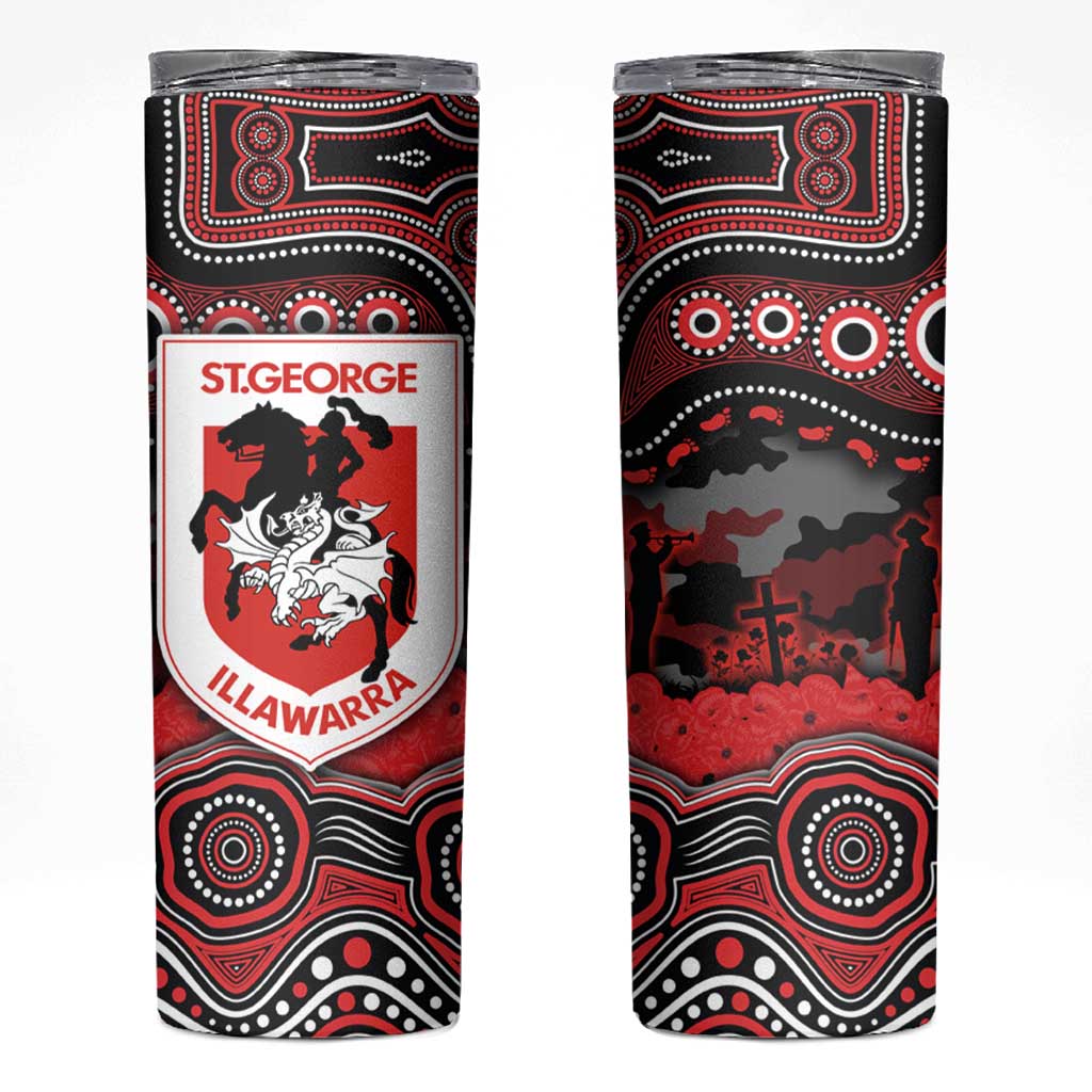 ANZAC Day St George Illawarra Dragons Skinny Tumbler Military Memorial Aboriginal Indigenous Art