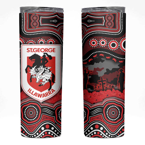 ANZAC Day St George Illawarra Dragons Skinny Tumbler Military Memorial Aboriginal Indigenous Art