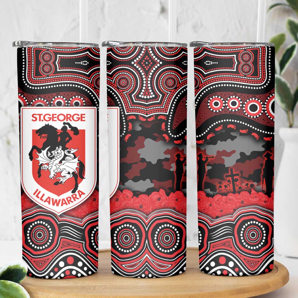 ANZAC Day St George Illawarra Dragons Skinny Tumbler Military Memorial Aboriginal Indigenous Art