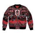 ANZAC Day St George Illawarra Dragons Sleeve Zip Bomber Jacket Military Memorial Aboriginal Indigenous Art
