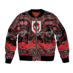 ANZAC Day St George Illawarra Dragons Sleeve Zip Bomber Jacket Military Memorial Aboriginal Indigenous Art