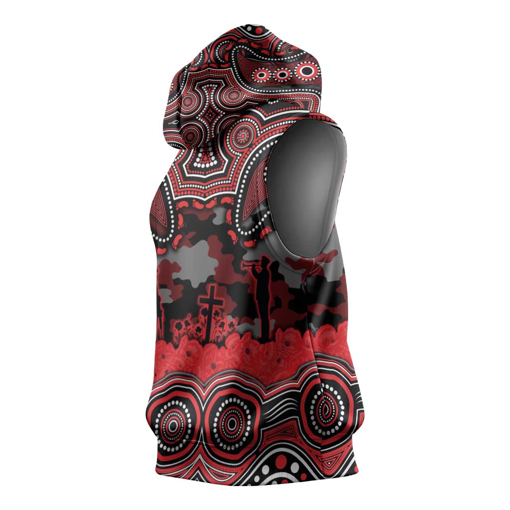ANZAC Day St George Illawarra Dragons Sleeveless Hoodie Military Memorial Aboriginal Indigenous Art