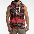 ANZAC Day St George Illawarra Dragons Sleeveless Hoodie Military Memorial Aboriginal Indigenous Art