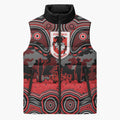 ANZAC Day St George Illawarra Dragons Sleeveless Puffer Jacket Military Memorial Aboriginal Indigenous Art