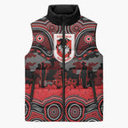 ANZAC Day St George Illawarra Dragons Sleeveless Puffer Jacket Military Memorial Aboriginal Indigenous Art