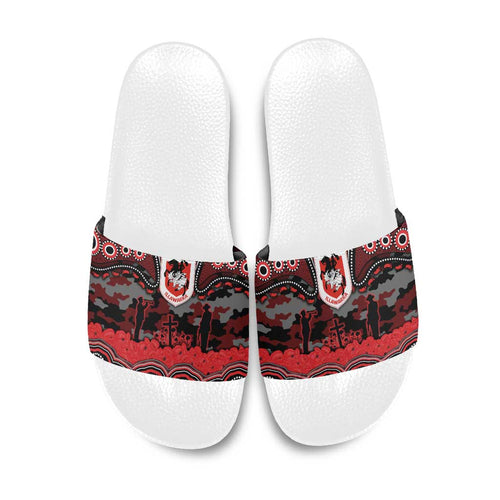 ANZAC Day St George Illawarra Dragons Slide Sandals Military Memorial Aboriginal Indigenous Art