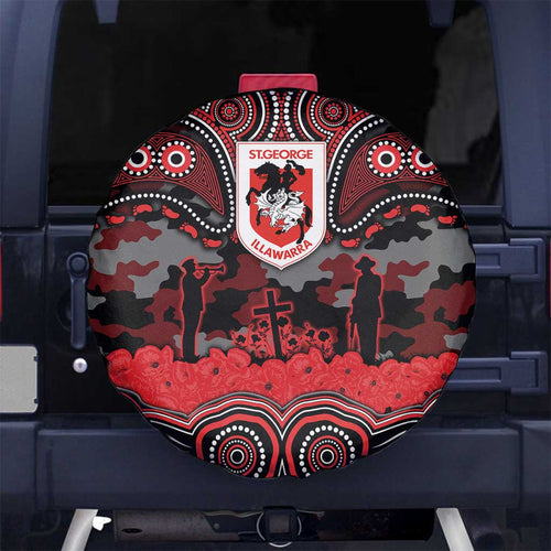 ANZAC Day St George Illawarra Dragons Spare Tire Cover Military Memorial Aboriginal Indigenous Art