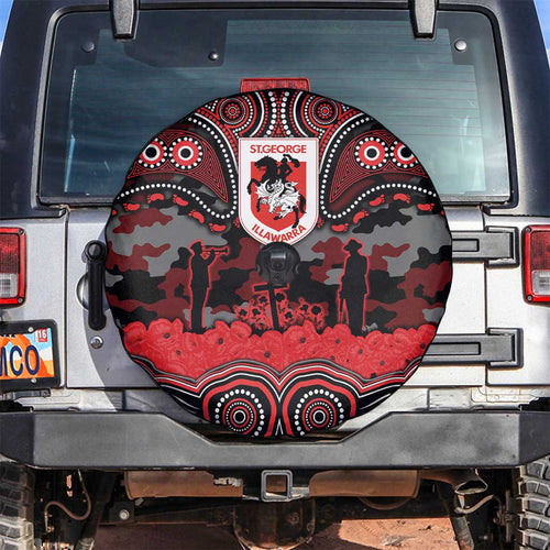 ANZAC Day St George Illawarra Dragons Spare Tire Cover Military Memorial Aboriginal Indigenous Art