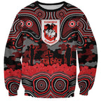 ANZAC Day St George Illawarra Dragons Sweatshirt Military Memorial Aboriginal Indigenous Art