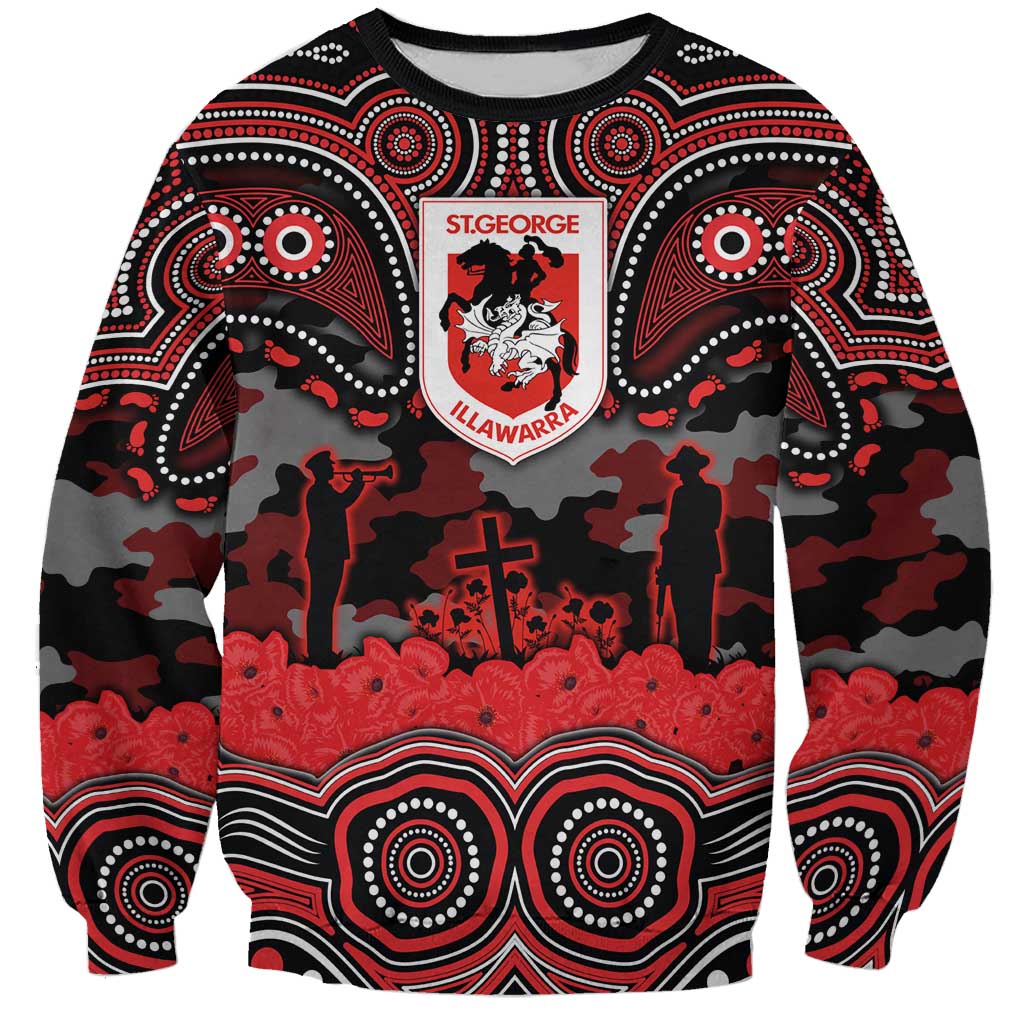 ANZAC Day St George Illawarra Dragons Sweatshirt Military Memorial Aboriginal Indigenous Art