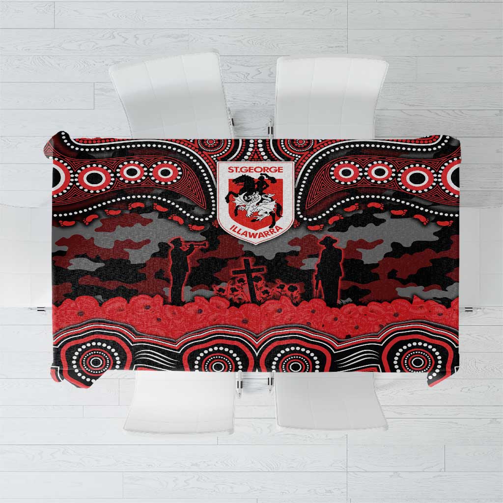 ANZAC Day St George Illawarra Dragons Tablecloth Military Memorial Aboriginal Indigenous Art