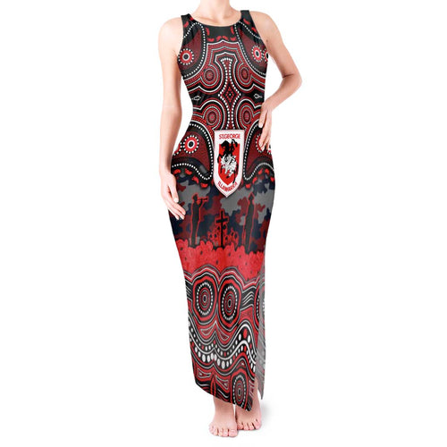 ANZAC Day St George Illawarra Dragons Tank Maxi Dress Military Memorial Aboriginal Indigenous Art