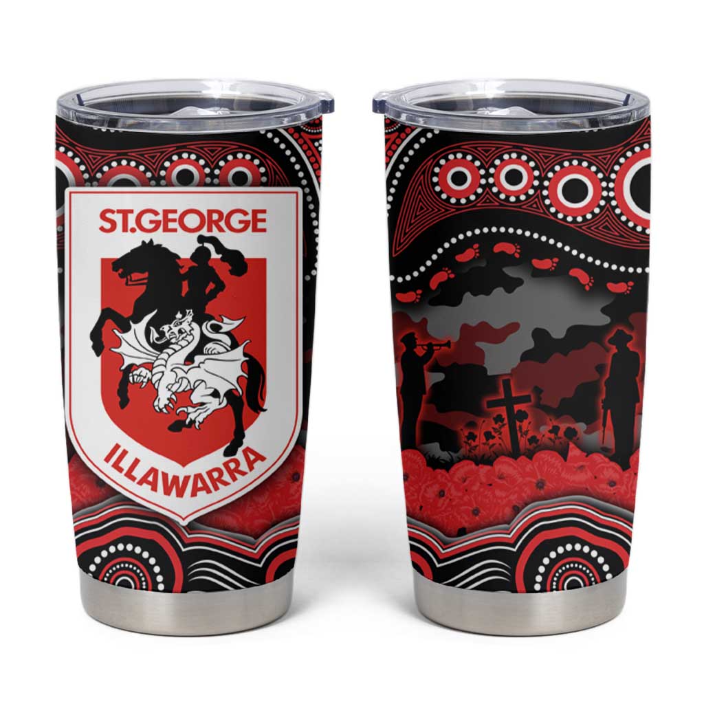 ANZAC Day St George Illawarra Dragons Tumbler Cup Military Memorial Aboriginal Indigenous Art