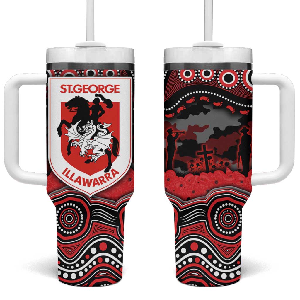 ANZAC Day St George Illawarra Dragons Tumbler With Handle Military Memorial Aboriginal Indigenous Art