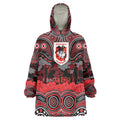 ANZAC Day St George Illawarra Dragons Wearable Blanket Hoodie Military Memorial Aboriginal Indigenous Art