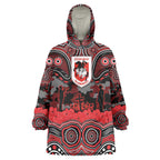 ANZAC Day St George Illawarra Dragons Wearable Blanket Hoodie Military Memorial Aboriginal Indigenous Art