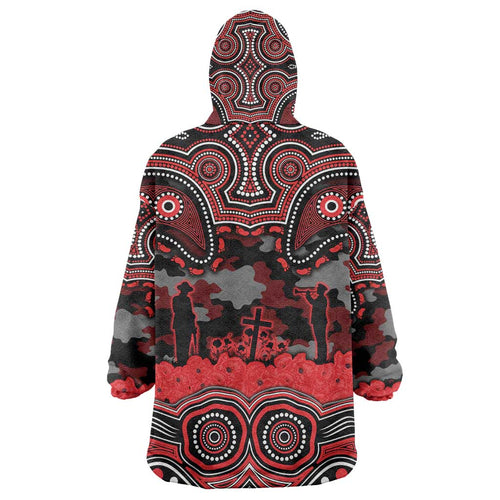 ANZAC Day St George Illawarra Dragons Wearable Blanket Hoodie Military Memorial Aboriginal Indigenous Art