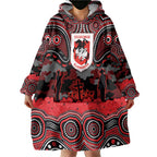 ANZAC Day St George Illawarra Dragons Wearable Blanket Hoodie Military Memorial Aboriginal Indigenous Art