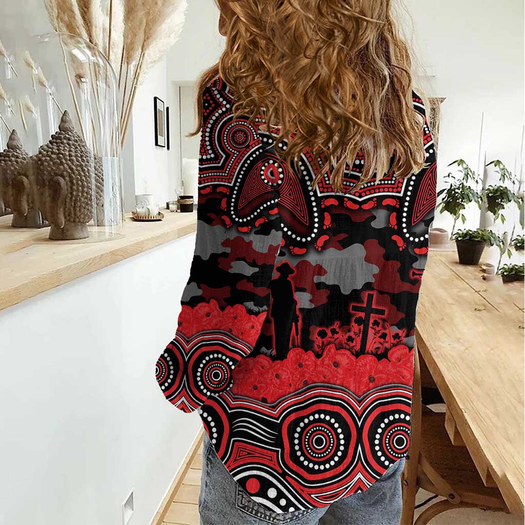 ANZAC Day St George Illawarra Dragons Women Casual Shirt Military Memorial Aboriginal Indigenous Art