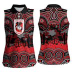 ANZAC Day St George Illawarra Dragons Women Sleeveless Polo Shirt Military Memorial Aboriginal Indigenous Art