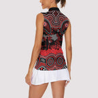 ANZAC Day St George Illawarra Dragons Women Sleeveless Polo Shirt Military Memorial Aboriginal Indigenous Art