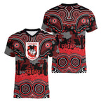 ANZAC Day St George Illawarra Dragons Women V-Neck T-Shirt Military Memorial Aboriginal Indigenous Art