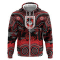 ANZAC Day St George Illawarra Dragons Zip Hoodie Military Memorial Aboriginal Indigenous Art